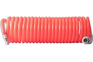 QIUMIN Tubo professionale per aria compressa, 6 m, tubo a spirale con attacco rapido, pressione di lavoro 10 bar, in poliuretano, 6,5 x 10 mm, 1/4"