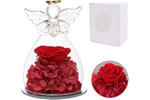 CEWROM Rosa Stabilizzata Vera in Vetro, Rosa Eterna, Regalo Maestre Fine Anno, Fiore Eterni Rose Stabilizzate, Floreale Fatta a Mano, Regali per Lei, Regalo Natale per Donna Mamma Regalo Compleanno