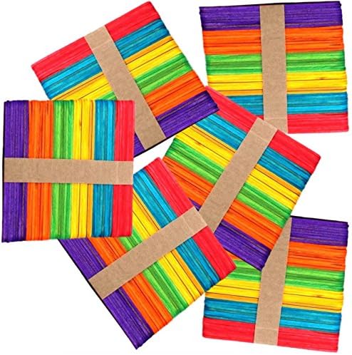 300 Wooden Coloured Lolly Lollipop Sticks for Crafts 114mm x 10mm x 2mm