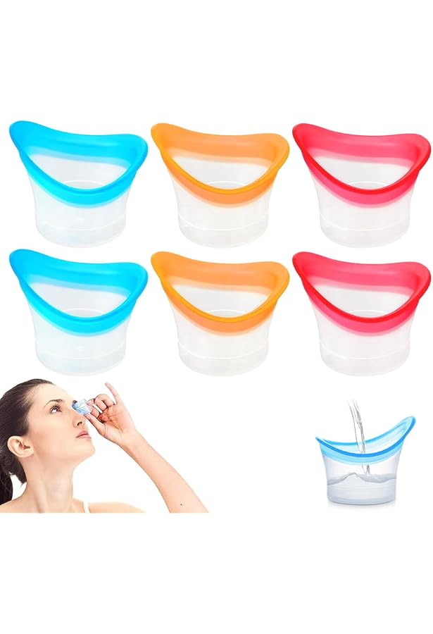 Soluzione Fisiologica Per Lavaggi Nasali PNOOFR Tazze Lavaggio Occhi In Silicone - 4 Pezzi Da 8ML Riutilizzabili, Igieniche E Portatili Coppetta Silicone Occhi - 7