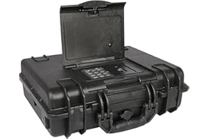 Qisan Caja fuerte para armas de fuego para pistolas, portátil, resistente al agua, antirrobo, cerradura de llave y contraseña digital, acero dr, con cable