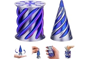 Mineup 2 Pcs Impossible Pyramid Passthrough Sculpture, Pass Through Pyramid Fidget Toy, 3D Printed Spiral Cone Fidget Toy for Stress & Anxiety Relaxing, Fidget Toys for Kid Adult（Cone+Cylinder）