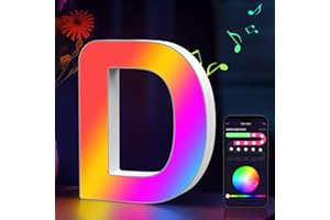 Cpeelsdo Lettere Luminoso APP Controllo, RGB Luci LED di Lettera Alfabeto con USB, Figura a Lettere Luce per Decorazione e Atmosfera, Luci Notturne Scrivania, Compleanni, Matrimoni, Vetrine - D