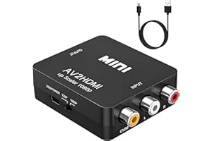 GANA Convertisseur Mini AV RCA CVBS vers HDMI Vidéo Audio Adaptateur Support 720 1080P pour Caméra, Xbox 360, PS1, PS2, WII, N64, Gamecube, Snes, NES, PSP, Lecteur DVD, VHS