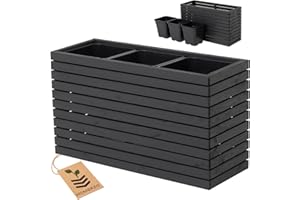 ‎HOMERZO HOMERZO Pflanzkübel Holz – imprägniert wetterfest – mit herausnehmbarem Kunststoffeinsatz – Hochbeet Blumenkasten für Balkon Garten Terrasse (Horizontal-anthrazit 98x36 H55 cm)