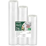 Bonsenkitchen Sacchetti Sottovuoto per Alimenti, 3 Rotoli di Sacchetti Sottovuoto da 20|25|28x300 cm, per Macchine Sottovuoto
