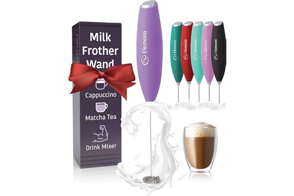 Elementi Mélangeur de boissons à main – Agitateur électrique et baguette mélangeur de poudre de protéine puissante, mini baguette à mousser facile à utiliser pour de délicieux cocktails, mousseur à