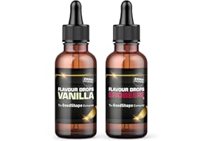 ‎HELLOSHAPE Flavour Drops zuckerfrei Set 2x 50 ml - Vanille & Erdbeere | Geschmackstropfen OHNE KALORIEN zum Süßen mit Dosierhilfe | vegan | Für Naturjoghurt, Porridge oder Quark