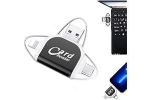 Neyared Multi Port 4 In 1 Universal SD TF Card Reader, for Micro SD Card, USB 3.0 External Memory, Camera Memory Card (Black)