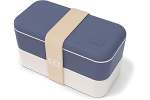 MONBENTO - Bento box MB Original Natural - Pudełko na posiłek z przegródkami - Dwupoziomowy hermetyczny lunch box - Idealny do pracy/szkoły - Bez BPA - Trwały i bezpieczny - Made In France - Czarny