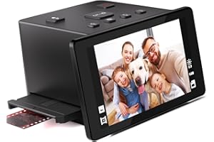 EYESEN Escáner de películas Digitales, Escáner Negativos y Diapositivas con Pantalla LCD de 5", conversión de Negativos en Color Blanco y Negro y Diapositivas de 35mm, 126, 110, Super 8 y 8mm a Formato JPEG