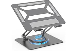 BoYata Stojak na laptopa na biurko, Regulowany stojak na komputer z podstawą obrotową 360°, Ergonomiczny, składany uchwyt na laptopa, Kompatybilny ze wszystkimi MacBookami Pro/Air, notebookami do 17"