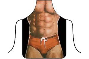 BEHAHAI Funny Novelty Sexy Apron Secret Santa Gifts Muscle Man Apron Adjustable Kitchen Cooking BBQ Aprons Christmas Stocking Fillers Personalised Birthday Anniversary Party Gifts for Dad Husband Boyfriend