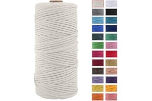 JeogYong Macrame Cord Thick Natural Cotton Cord Yarn Macrame Rope for Wall Hangings, Plant Hangers, DIY Crafts, Home Decorations, Gift Wrapping 3mm x 100m (Natural)