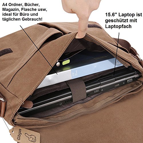 Umh  ngetaschen Herren Notebooktasche 15 6 Zoll Buissnes Taschen Laptoptasche f  r 15 6 Zoll Laptop A4 Ordner Arbeit B  ro Uni mit Laptopfach  Braun 