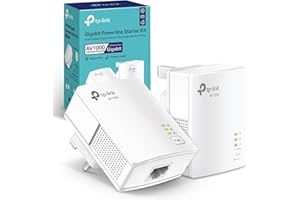 TP-Link TL-PA717KIT 1-Port Gigabit Powerline Starter Kit, Powerline Network Adapters Data Transfer Speed up to 1000 Mbps, Ideal for HD/3D/4K Video Streaming and Online Gaming,No Configuration Required