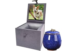 DOINFUN Mini Urns for Ashes, Handicrafted Ceramic Ashes Urns for Dog Cat Small Pets Ashes Keepsake Memorial Gift, Ashes Holder with Exquisite Box-Sapphire Blue