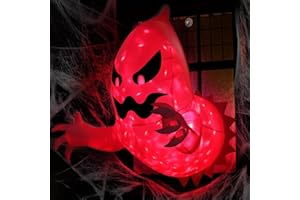 RuiDay 4.5 ft Halloween Inflatable Scary Ghost with LED Light, Halloween Inflatable Flying Ghost Hanging from Window, Halloween Decorations Outdoor