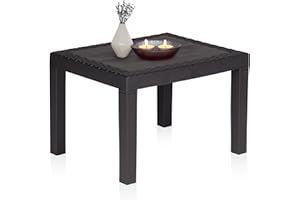 duehome | Mesa de Centro Exterior, Mesa Polipropileno, Mesa Auxiliar Outdoor, Modelo Nua, Acabado en Antracita, Medidas: 59 cm (Largo) x 46 cm (Ancho) x 40 cm (Alto)
