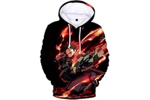 WINKEEY Sweat Demon Slayer Homme Pull 3D Impirmé Nezuko Tanjiro Animé Cosplay Sweatshirt Japonais Manga pour Homme Femme