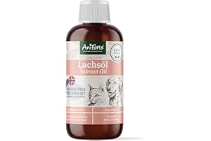 Aceite de salmón AniForte para perros y gatos 250 ml - ácidos grasos Omega 3 y Omega 6, aceite de pescado prémium para cachorros, perros adultos y senior, suplemento de ACBA, envase reciclable
