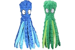 SHOKAN 2pcs Plush Dog Toys, Dog Plush Toys Octopus, No Stuffing Squeaky Interactive Dog Toys, Dog Chew Toy for Puppy Teething, Small Medium Large Dogs Training and Playing