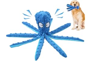 SHOKAN Squeaky Dog Toys - Interactive Plush Octopus with Crinkle Paper for Small & Medium Dogs, Teeth Cleaning & Durable Chew Toy