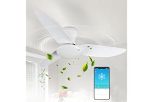 Dibaful Ventilateur de plafond 100cm avec éclairage, plafonnier LED 46W | Ventilateurs de plafond avec télécommande, variateur d'intensité 6 vitesses, pour chambre, salon, salle à manger Blanc