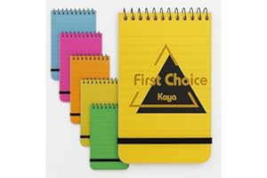 First Choice Kaya 6-Pack Mini Neon Spiral Notepads – Compact 7.5 × 13 cm, Spiral Binding, Elastic Band, 50 Sheets Each – Vibrant, Durable & Ideal for School, Travel & Gift