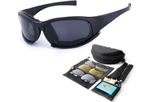 MADGININE Cycling Glasses with 4 Pairs of Interchangeable Lenses - MTB Sports Sunglasses for Men and Women - Polarised Wind Protection in Transparent/Yellow/Mercury/Gray