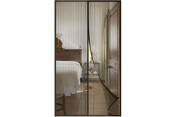 DIKER Mosquitera Cortina Puerta Magnetica Imantada Exterior Corredera, Antimosquitos con Imanes, Tela Mosquiteras de Ventanas para Puertas del Balcón, Magnético Automático(160x200cm,negro)
