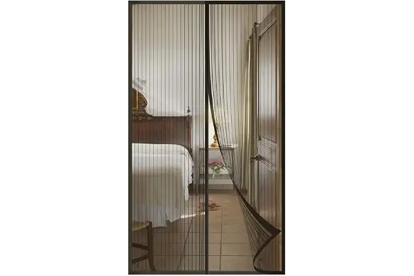 DIKER Mosquitera Cortina Puerta Magnetica Imantada Exterior Corredera, Antimosquitos con Imanes, Tela Mosquiteras de Ventanas para Puertas del Balcón, Magnético Automático(160x200cm,negro)