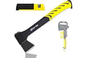 Xforst Set Hache CA3 + Aiguiseur céramique MS1 – Hache de 36 cm en Acier forgé avec Manche en Fibre de Verre & étui – Outil de Jardinage, Camping & bushcraft