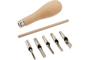 Jpdisdd Set di Strumenti per Intaglio di Timbri nel Gomma per il Taglio di Blocchi di con Manico nel Legno un 5 Lame gomma da intaglio per timbri