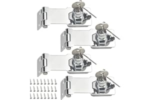 TOVOT 4PCS 3" Locking Hasp with Keys Shed Locks Heavy Duty Hasp Locks Latches for Door Cabinet Drawer (Keyed Alike)