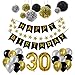 Price comparison product image Toupons 30th Birthday Party Decorations Kit, Happy Birthday Banner Balloons, 30pcs Black Silver and Gold Latex Balloons, 9pcs Tissue Paper Pom Poms for 30 Years Old Party Supplies (black&gold&silver)