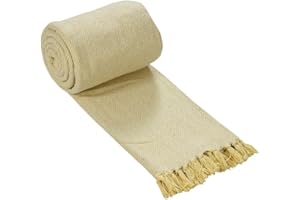 DN COLLECTION Cotton Throw For 3 Seater Sofa 225 x 250 cm Reversible Lime Yellow Bed Throw King Size (90" x 100" (225 x 250 cm), Herringbone Lime Yellow)