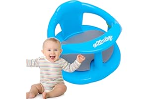 Edibaby, Seggiolino Doccia Bimbo, Seggiolino Bagnetto, da Bagno, per Bambini, 4 Ventose, Antiscivolo con Braccioli e Schienale alto per Bambini da 6 a 24 Mesi, Sopporta fino a 30 kg (Blu)