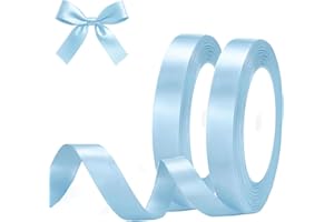 CYDALUYA 2PCS Ribbon for Gift Wrapping,10mm Wide Blue Ribbon, 22M Thick Fabric Gift Wrap Ribbons for Crafting,Halloween & Christmas,Wedding & Valentine's Day Decoration