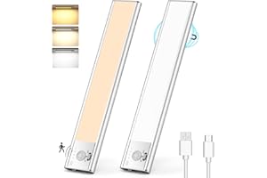 MEDE Under Cabinet Kitchen Lights,3 Color Temperature Motion Sensor Lights Indoor Rechargeable,76 LED Dimmable Wardrobe Lights with Power Display,Wireless Cupboard Lights for Closet,Stair,Bedroom-22cm