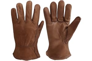 OLSON DEEPAK Skórzane rękawice robocze dla kierowcy/motocykla/jazdy konnej/pracy na podwórku/gospodarstwa, miękkie i idealne dopasowanie dla mężczyzn i kobiet (retro, L)