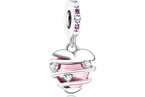 Annmors Charm Cœur Amour Famille pour Femme Argent Sterling 925 Breloque Bracelets Colliers Pendentifs