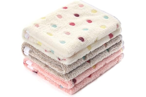 luciphia Couverture en Peluche Ultra-Souple pour Chien/Chat 3 Pièces Points Clair Small (60 * 40cm)