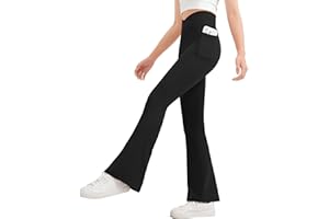 JOCMIC Girls Flared Kids Pants V Cross High Waisted Dance Yoga Athletic Leggings