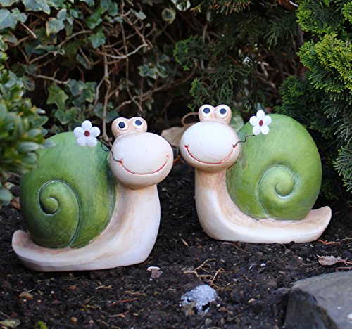 Gartendeko Schnecke Set witzige ausgefallene Gartendekoration bunte Garten-Figur für Vorgarten Hauseingang oder Beet (2er Set) - 4