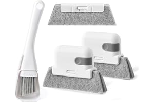 GENERICI Brosse de nettoyage pour rainures de fenêtre, 2 en 1 - Petite brosse pour nettoyer les fenêtres magiques - Tous les coins et espaces - Cuisine - Outils de nettoyage ménagers (Ash)