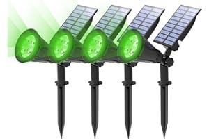 T-SUN 4 Unidades Foco Solar, Impermeable Luces Solares Exterior, Luz de Jardín, 2 Modos de Iluminación Opcionales, ángulo de 180° Ajustable, Luz de Proyecto Solar para Entrada, Camino.