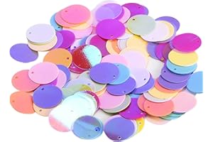 CAVSPKART 50g Holographic Large Round PVC Sequins with Hole Sequins Craft Spangles Paillettes Rainbow Cup Sequins for Jewelry DIY Arts Crafts Embellishment Gems Sewing Decorating Applique Knitting (15mm Round)