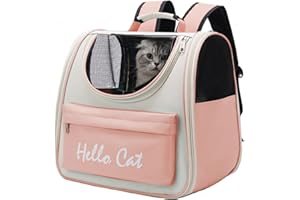 YUOCT Puppy Fat Cat Pet Carrier Backpack, Pet Carrier Rucksack for Large Cat Carrier Backpack Bag Space Capsule, Pet Carrier for Traveling Driving Hiking Walking Camping Hospital Outdoor (Pink)