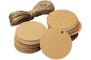 Haifly Etiquetas de papel kraft redondas de 5 cm, 100 unidades, etiquetas de precio, etiquetas de regalo para boda fiesta con cuerda